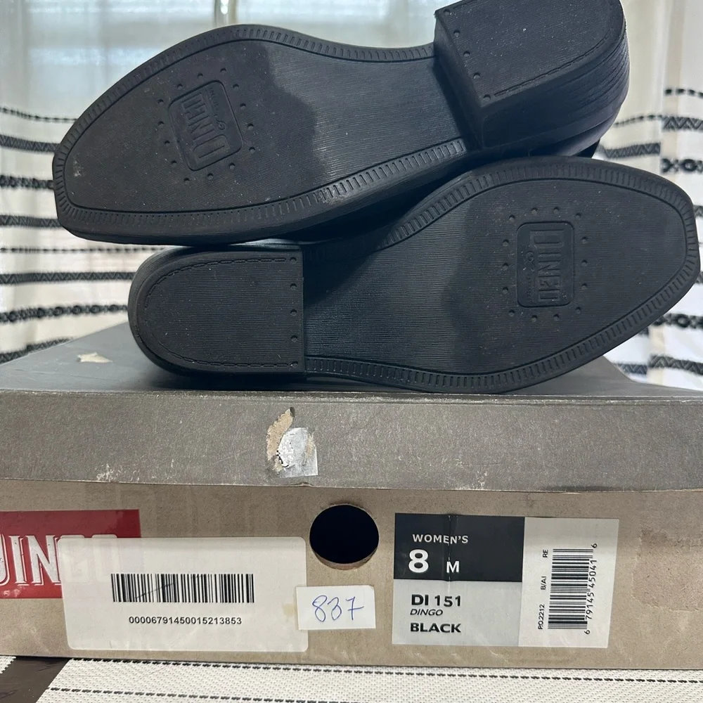 Dingo Black Combat Moto Boots with Lace-Up Design - Picture 5 of 6